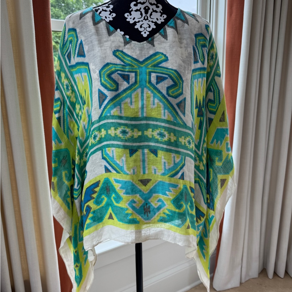 Theodora & Callum Turquoise and Black Patterned Scarf
